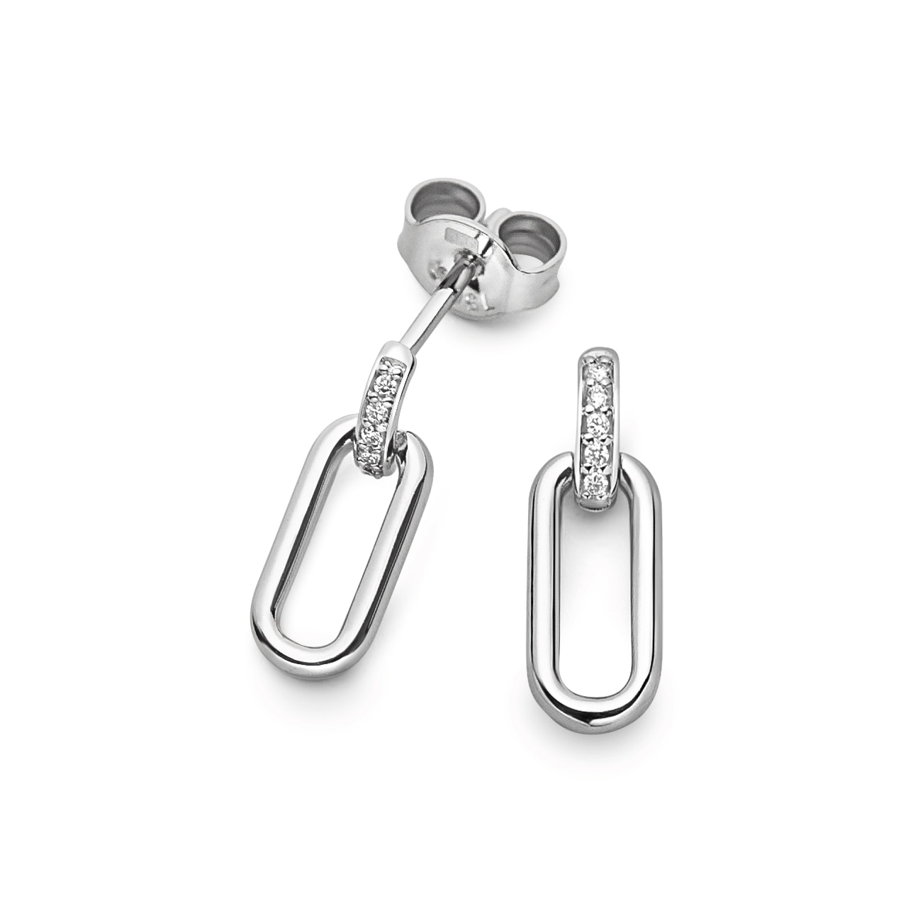 Örhänge 18k 0,04 ct paperclip