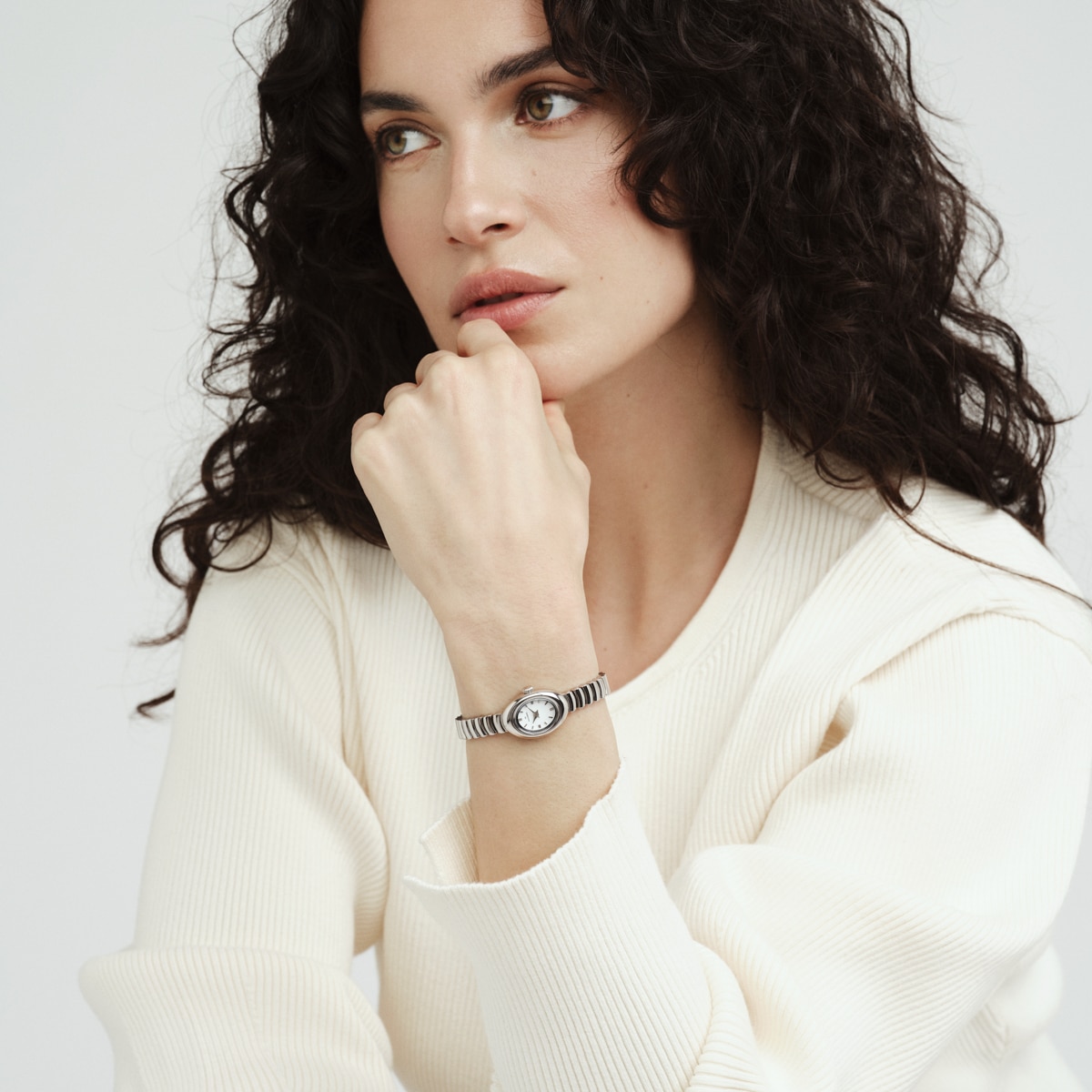 Belle Oval Petite Steel Watch