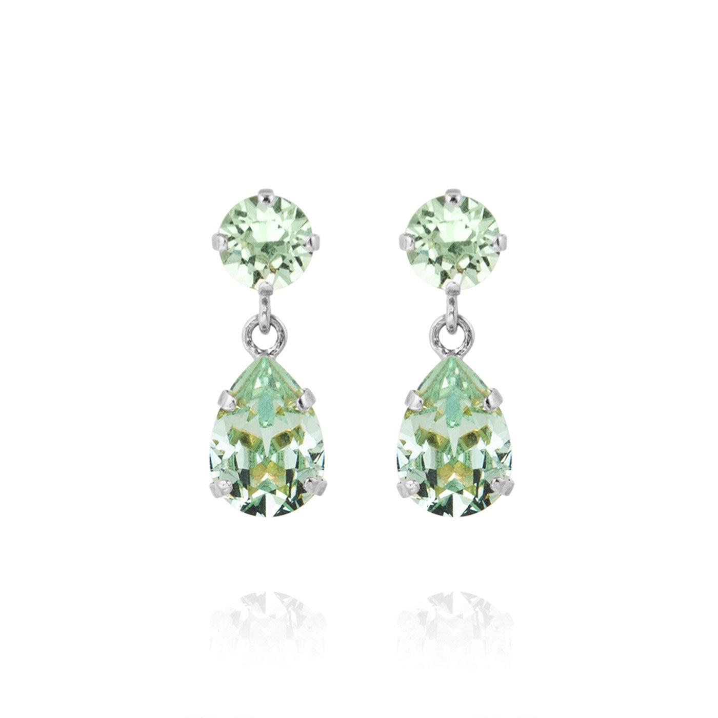 Mini Drop Earrings Rhodium / Chrysolite