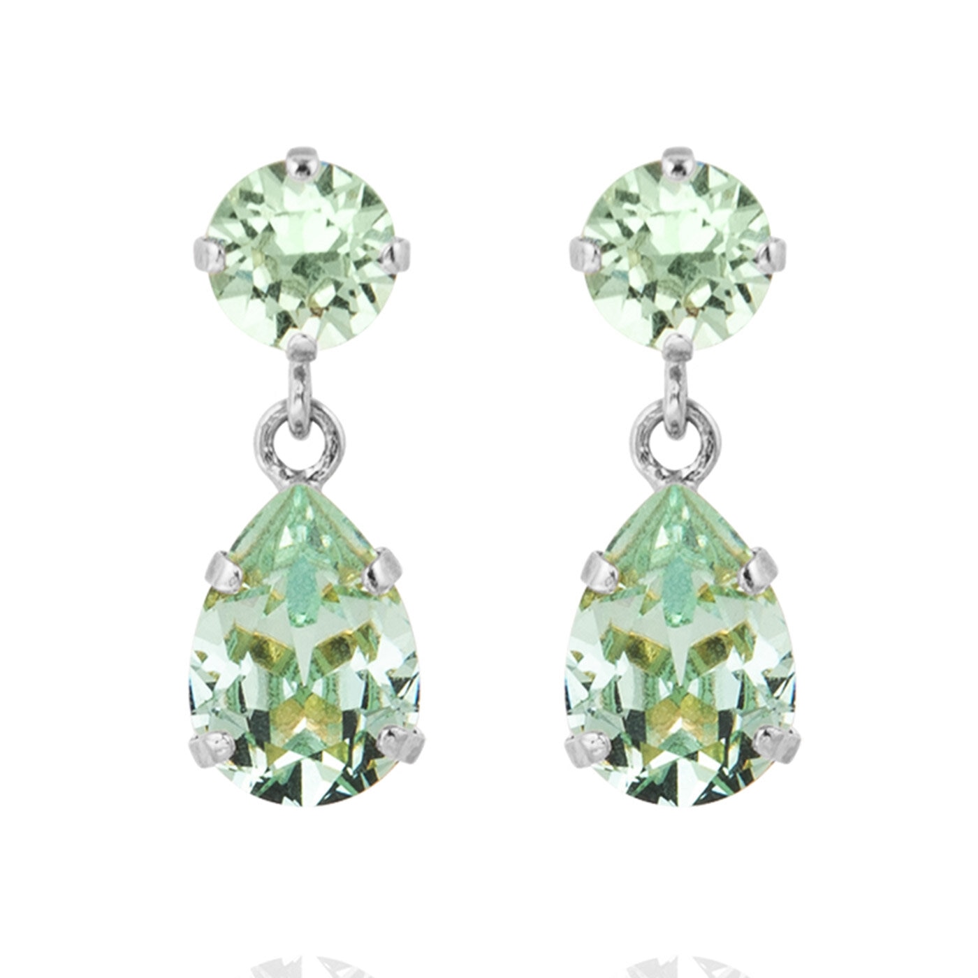 Mini Drop Earrings Rhodium / Chrysolite