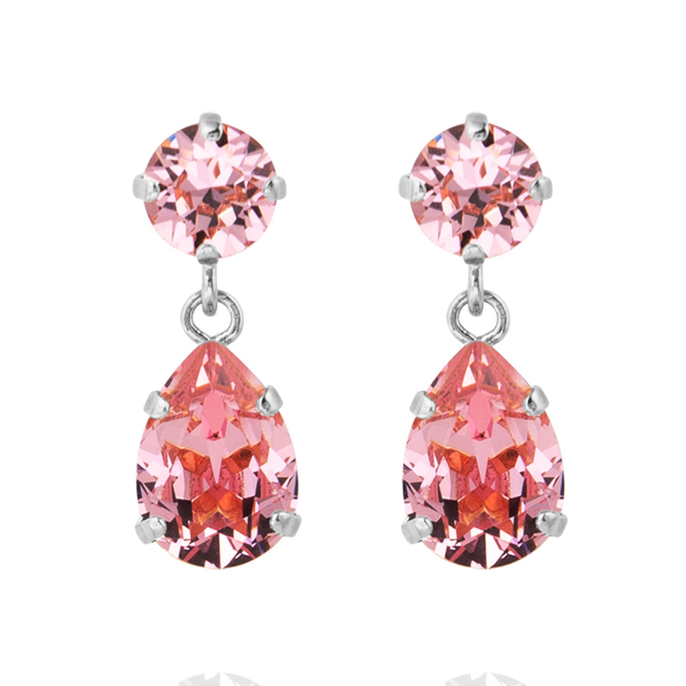 Mini Drop Earrings Rhodium / Light Rose