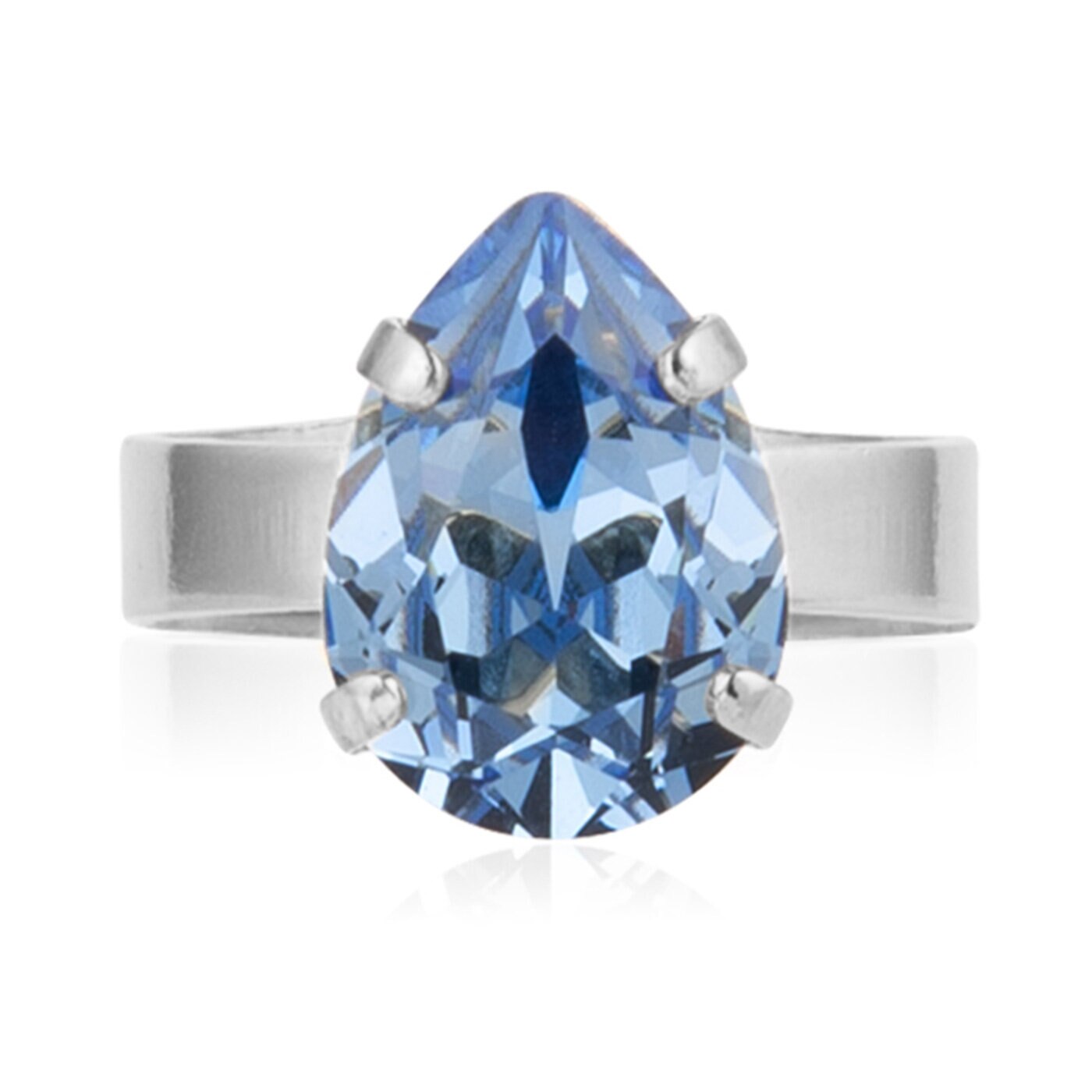 Mini Drop Ring Rhodium / Light Sapphire