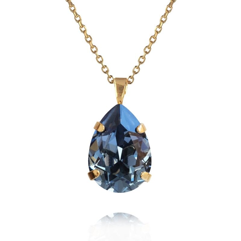 Mini Drop Necklace Gold Denim Blue