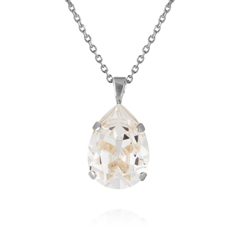 Mini Drop Necklace Rhodium / Crystal
