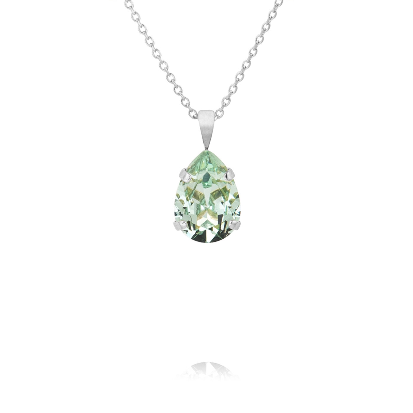 Mini Drop Necklace Rhodium / Chrysolite