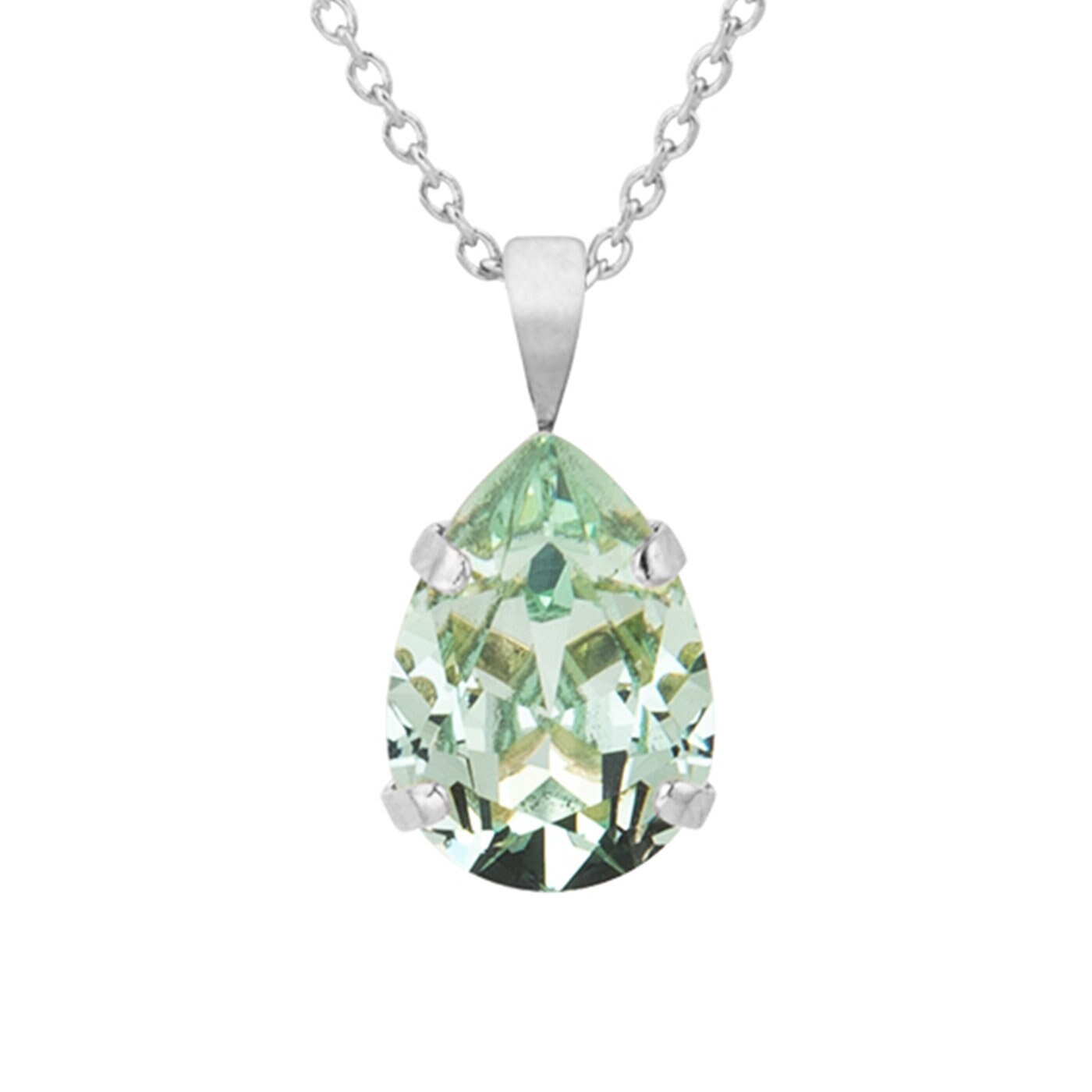Mini Drop Necklace Rhodium / Chrysolite