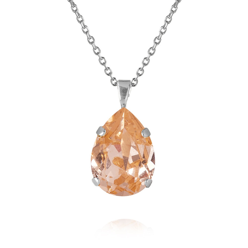 Mini Drop Necklace Rhodium Light Peach