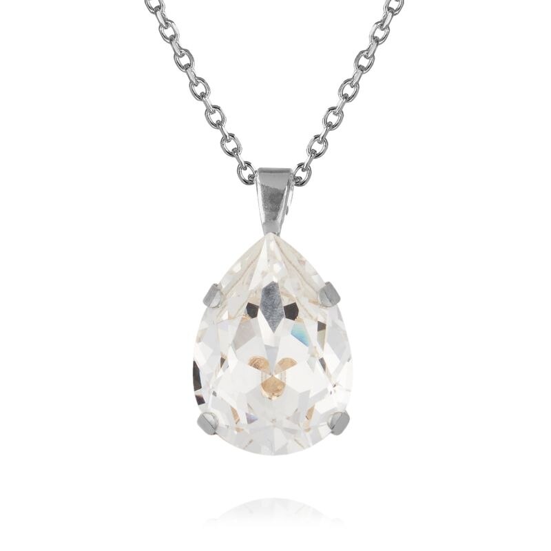 Classic Drop Necklace Rhodium / Crystal