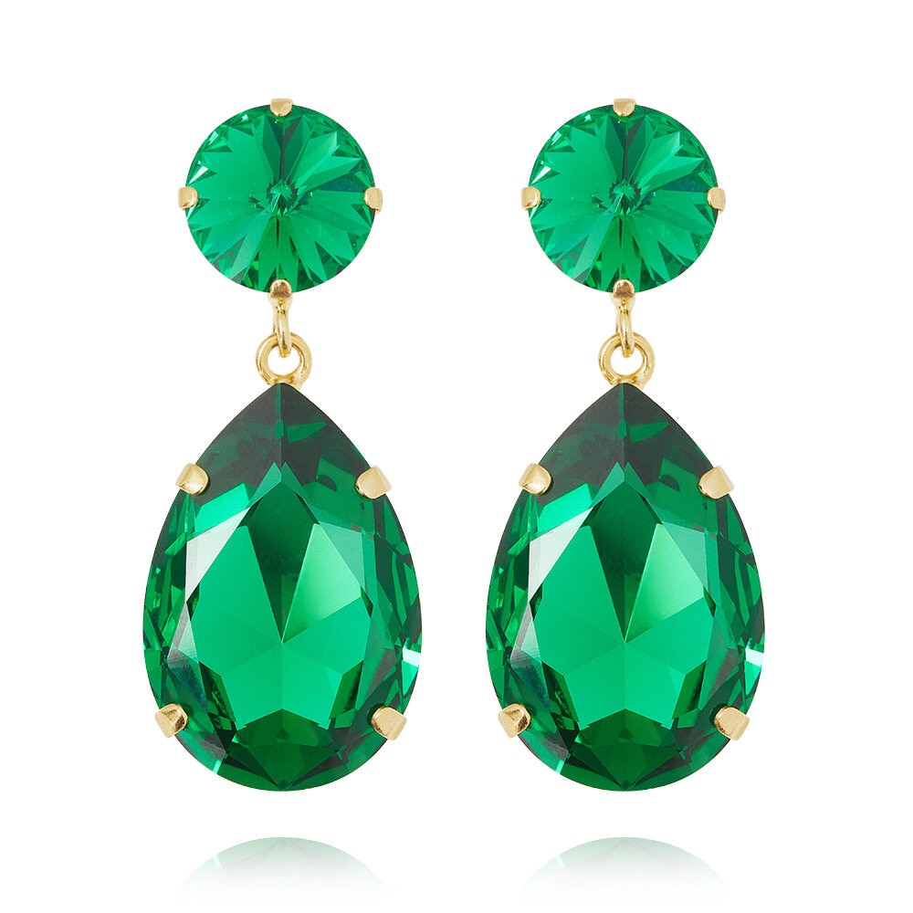 Perfect Drop Earrings Gold Majestic Green