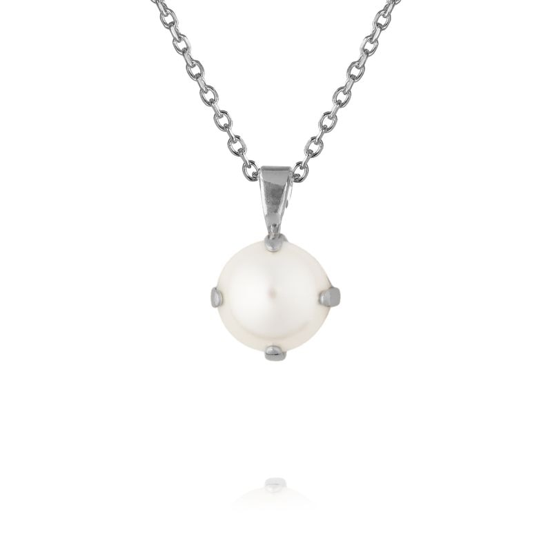 Classic Petite Necklace Rhodium Pearl