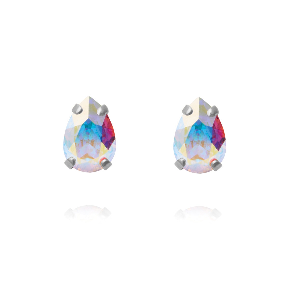 Petite Drop Stud Earrings Rhodium Aurore Boreale