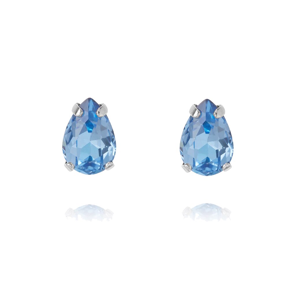 Petite Drop Stud Rhodium / Lapis