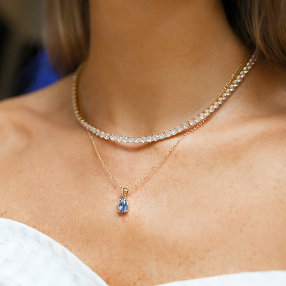 Petite Drop Necklace Gold / Lapis