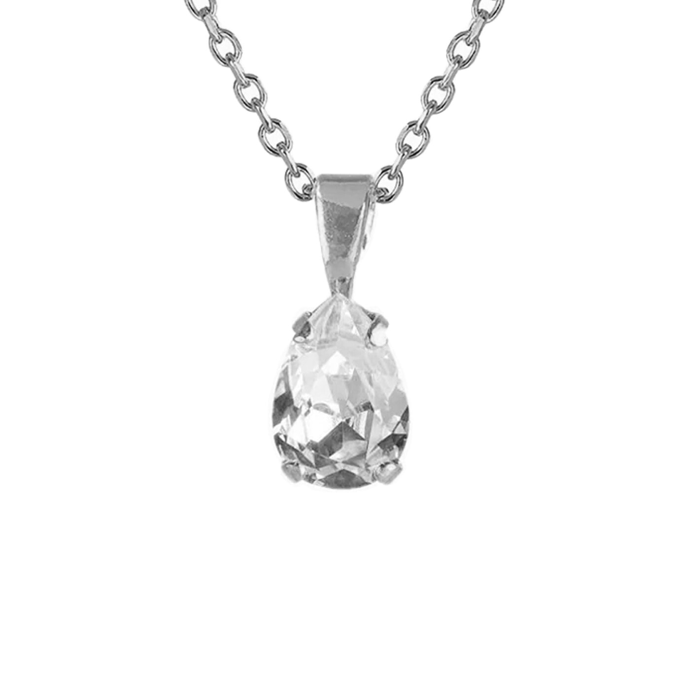 Petite Drop Necklace Rhodium Crystal