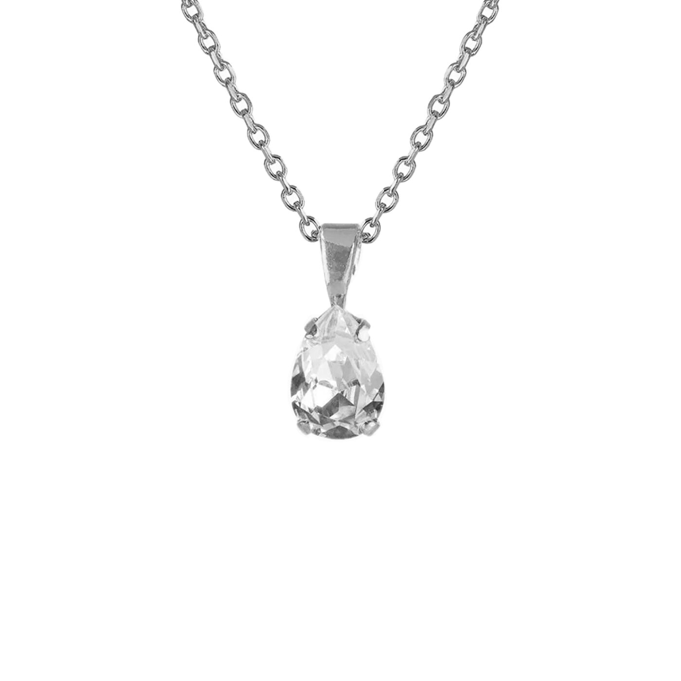 Petite Drop Necklace Rhodium Crystal