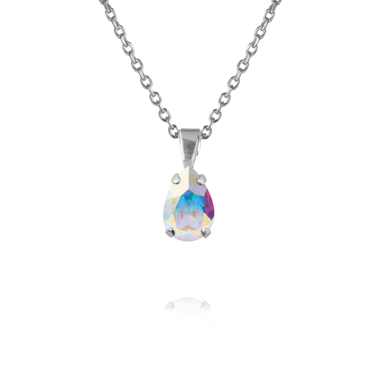 Petite Drop Necklace Rhodium Aurore Boreale