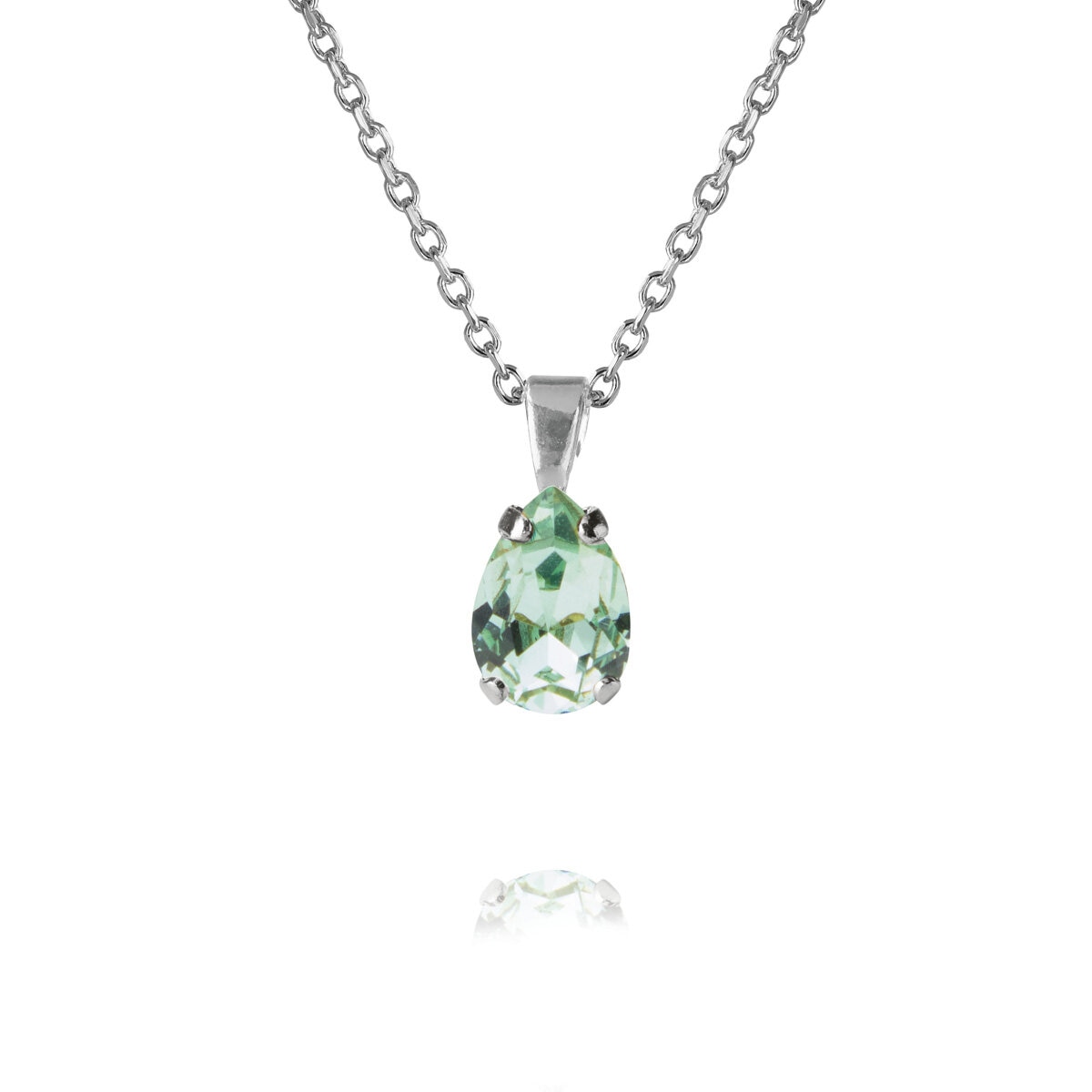 Petite Drop Necklace Rhodium Chrysolite