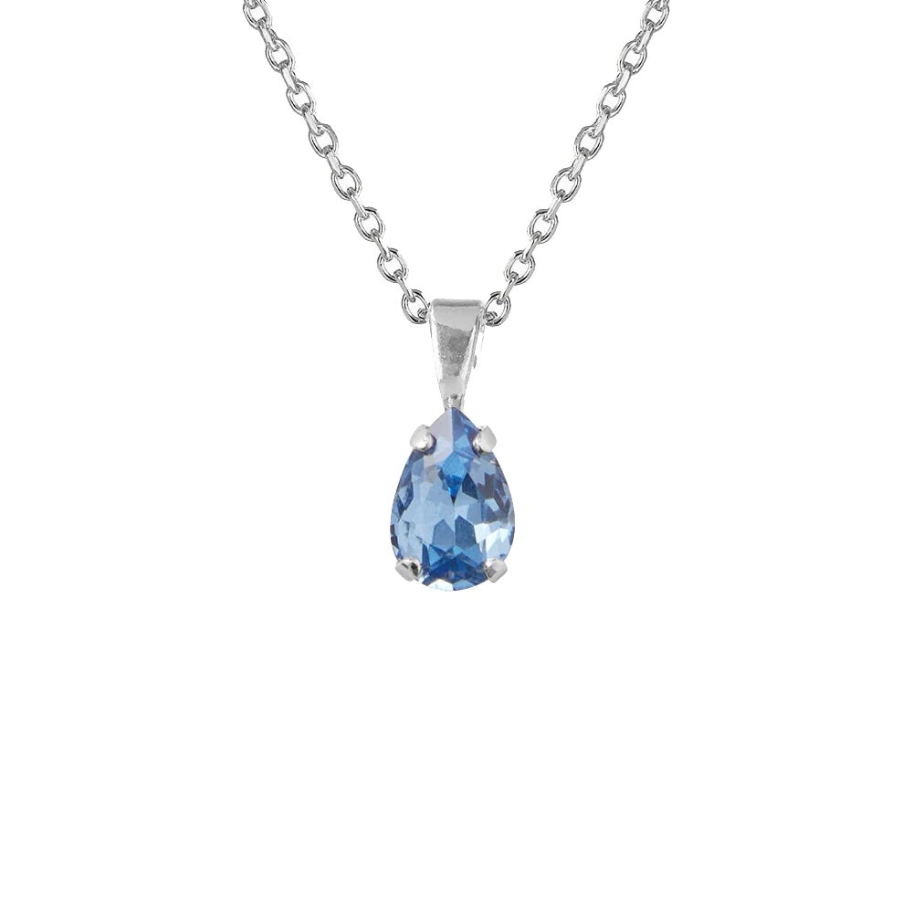 Petite Drop Necklace Rhodium / Lapis