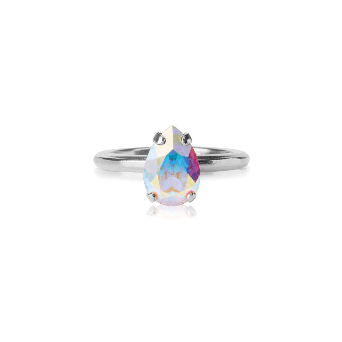 Petite Drop Ring Rhodium Aurore Boreale
