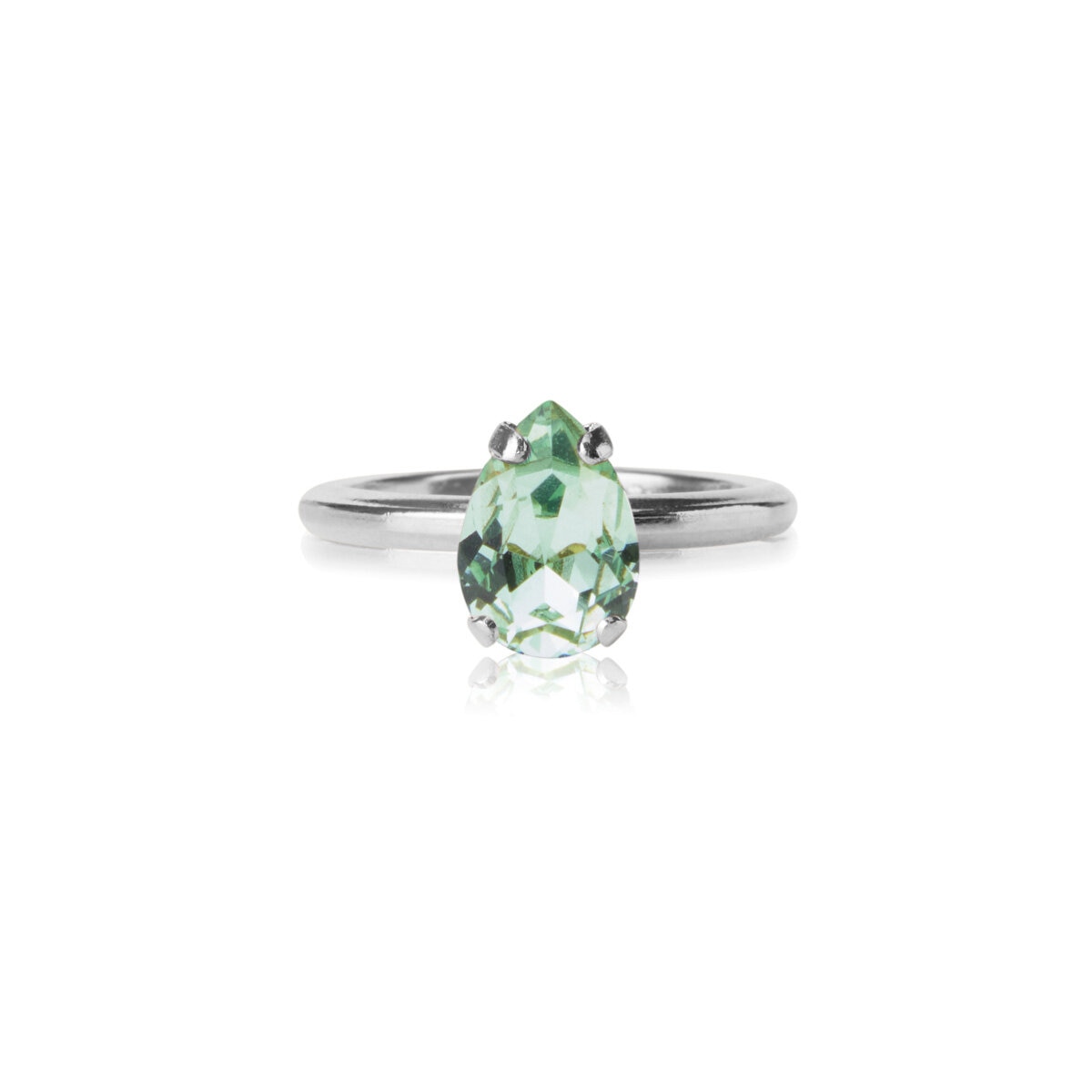 Petite Drop Ring Rhodium Chrysolite