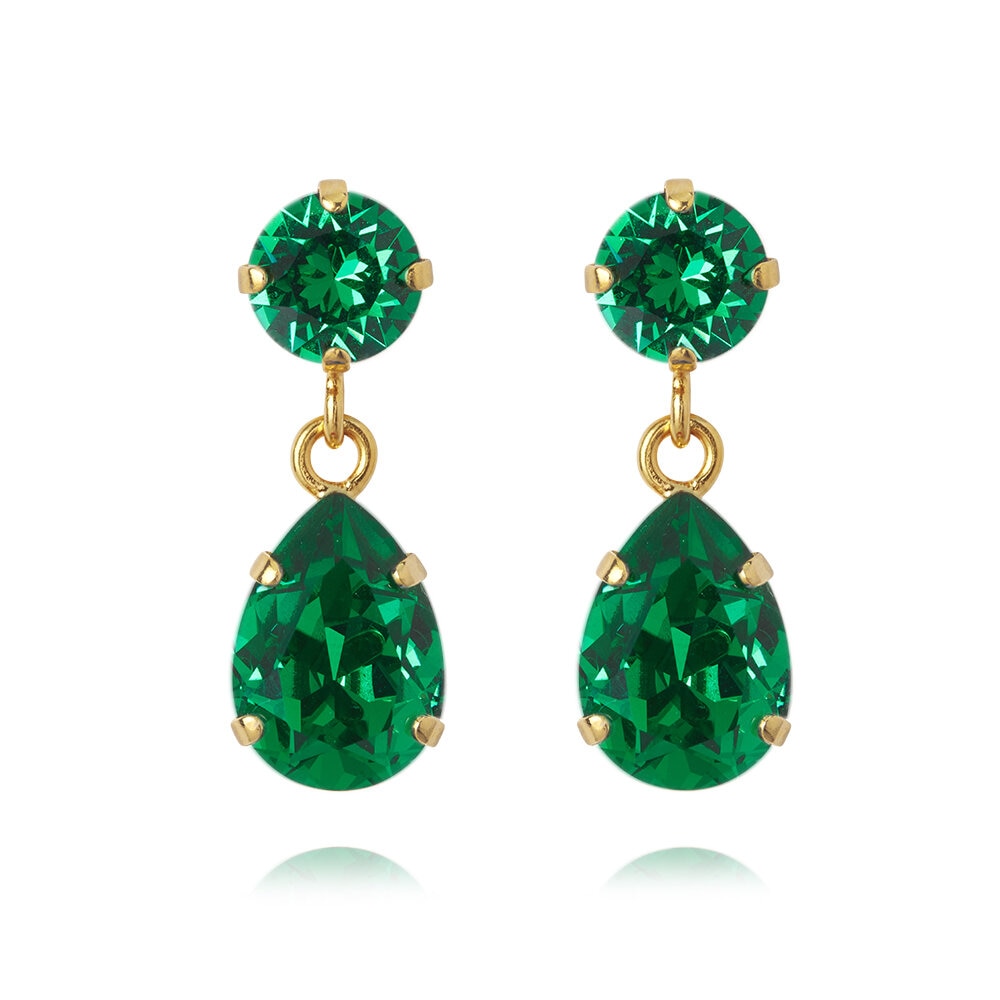 Mini Drop Earrings Gold Majestic Green 