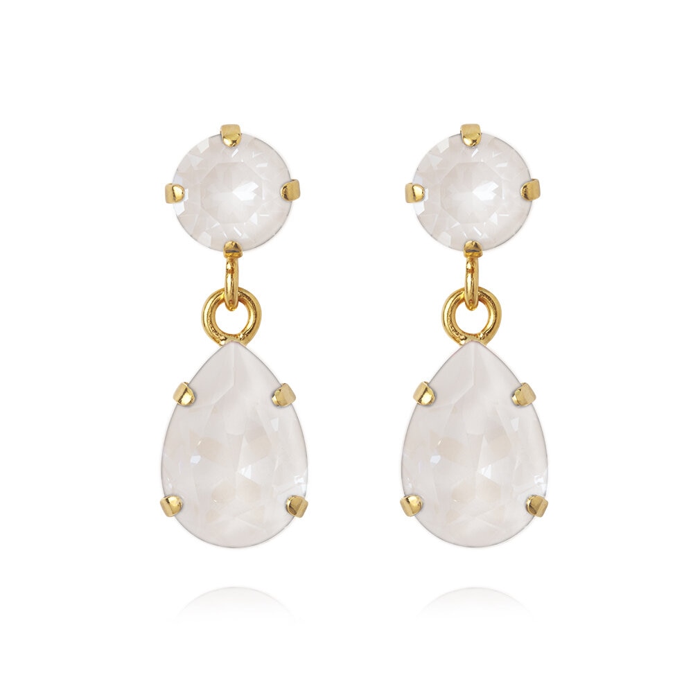 Mini Drop Earrings Gold Electric White