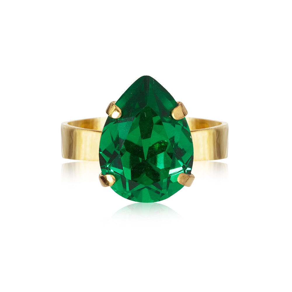 Mini Drop Ring Gold Majestic Green