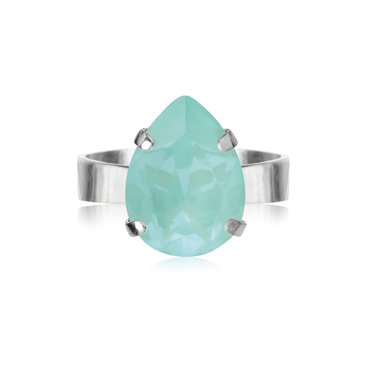 Mini Drop Ring Rhodium / Soft Mint