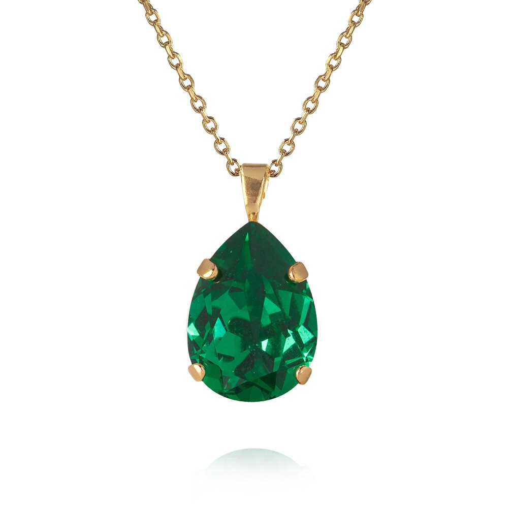 Mini Drop Necklace Gold Majestic Green 