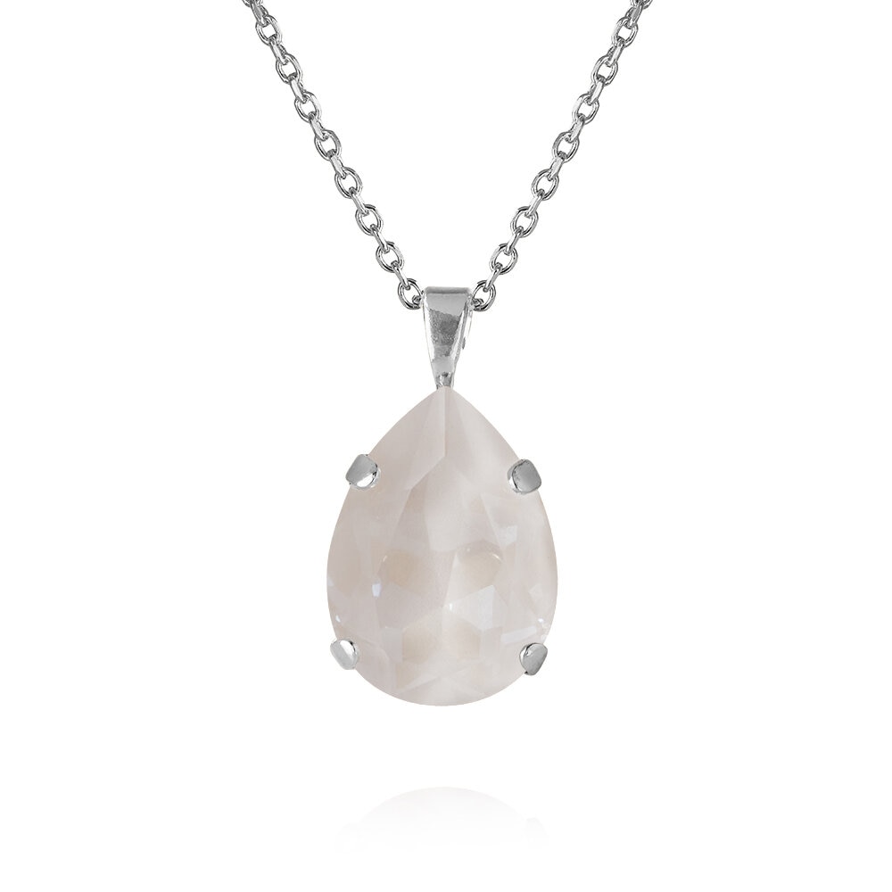 Mini Drop Necklace Rhodium Electric White