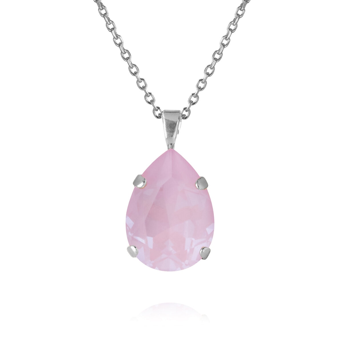 Mini Drop Necklace Rhodium / Soft Pink
