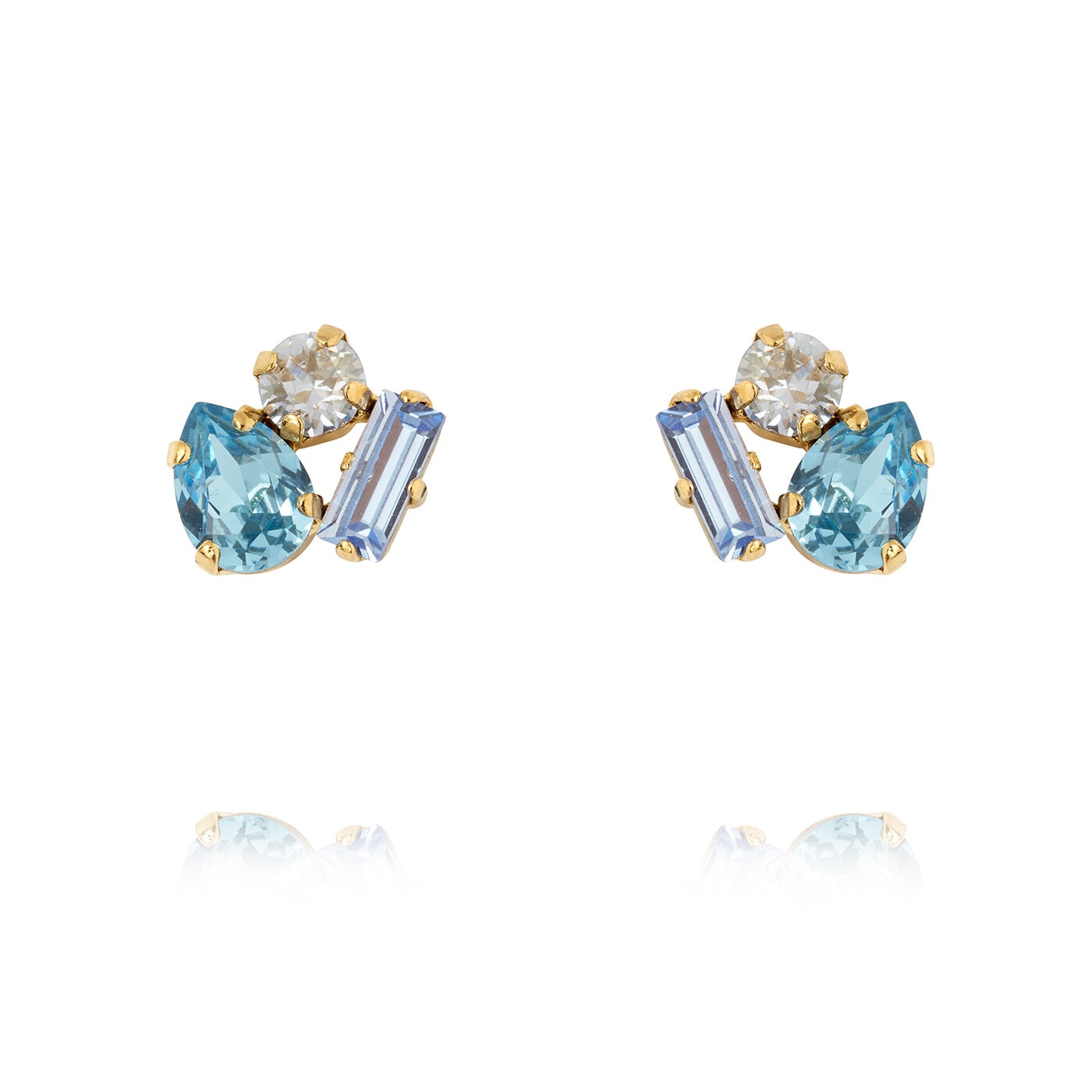 Isa Earrings Gold / Aquamarine combo