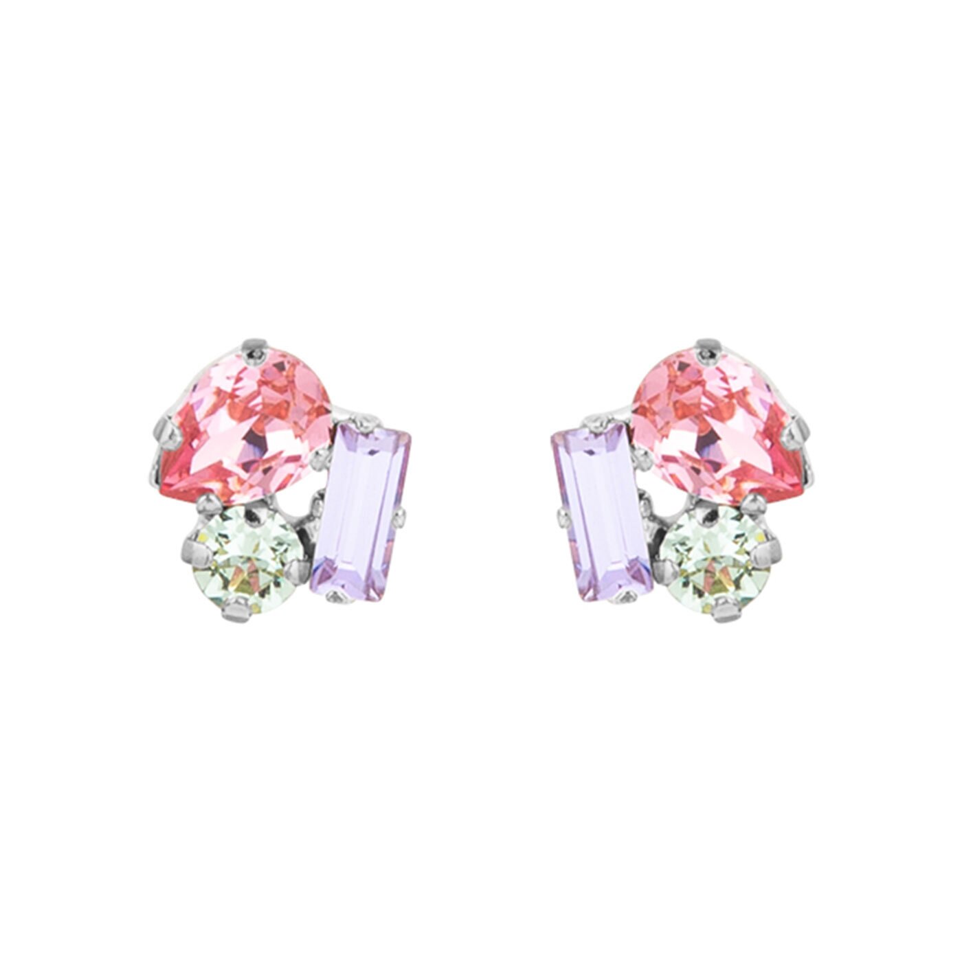 Isa Earrings Rhodium / Pastel Combo