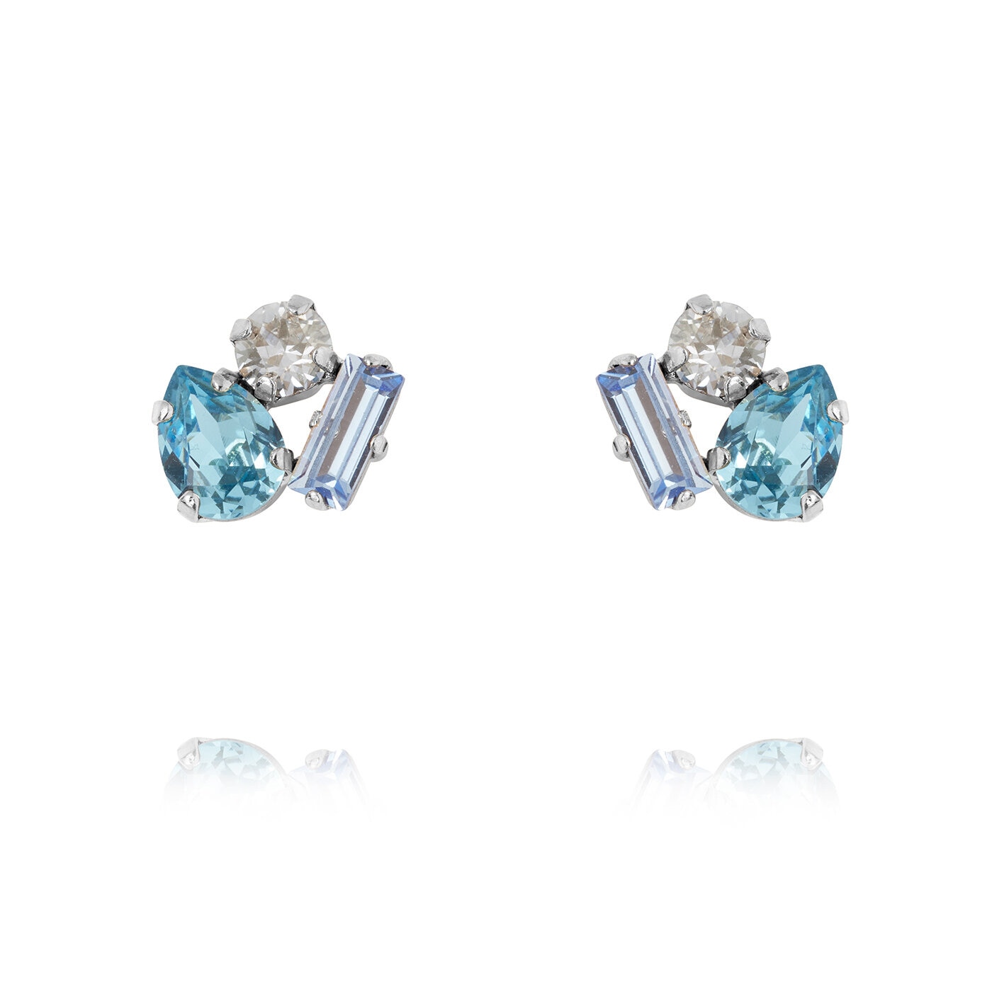 Isa Earrings Rhodium / Aquamarine combo