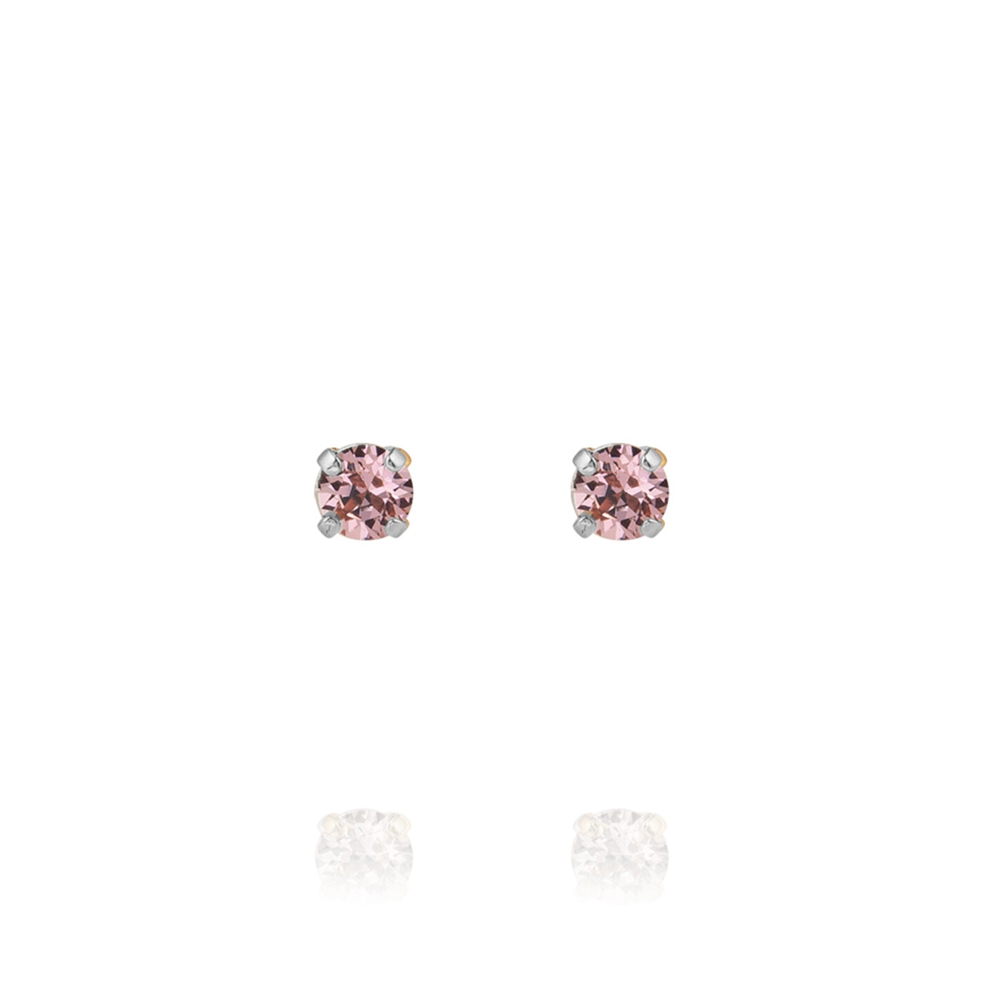 Mini Stud Earrings Rhodium / Light Amethyst