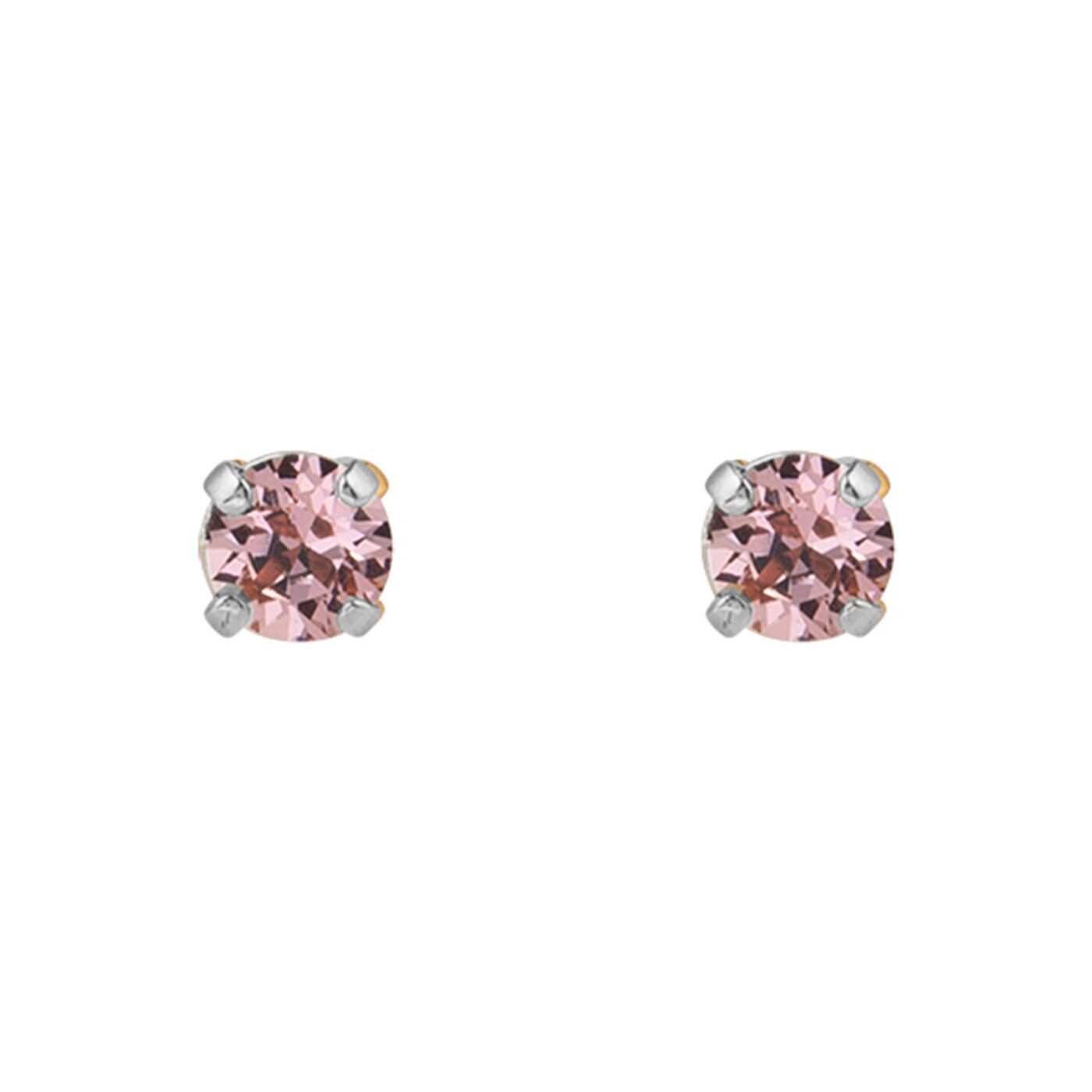 Mini Stud Earrings Rhodium / Light Amethyst