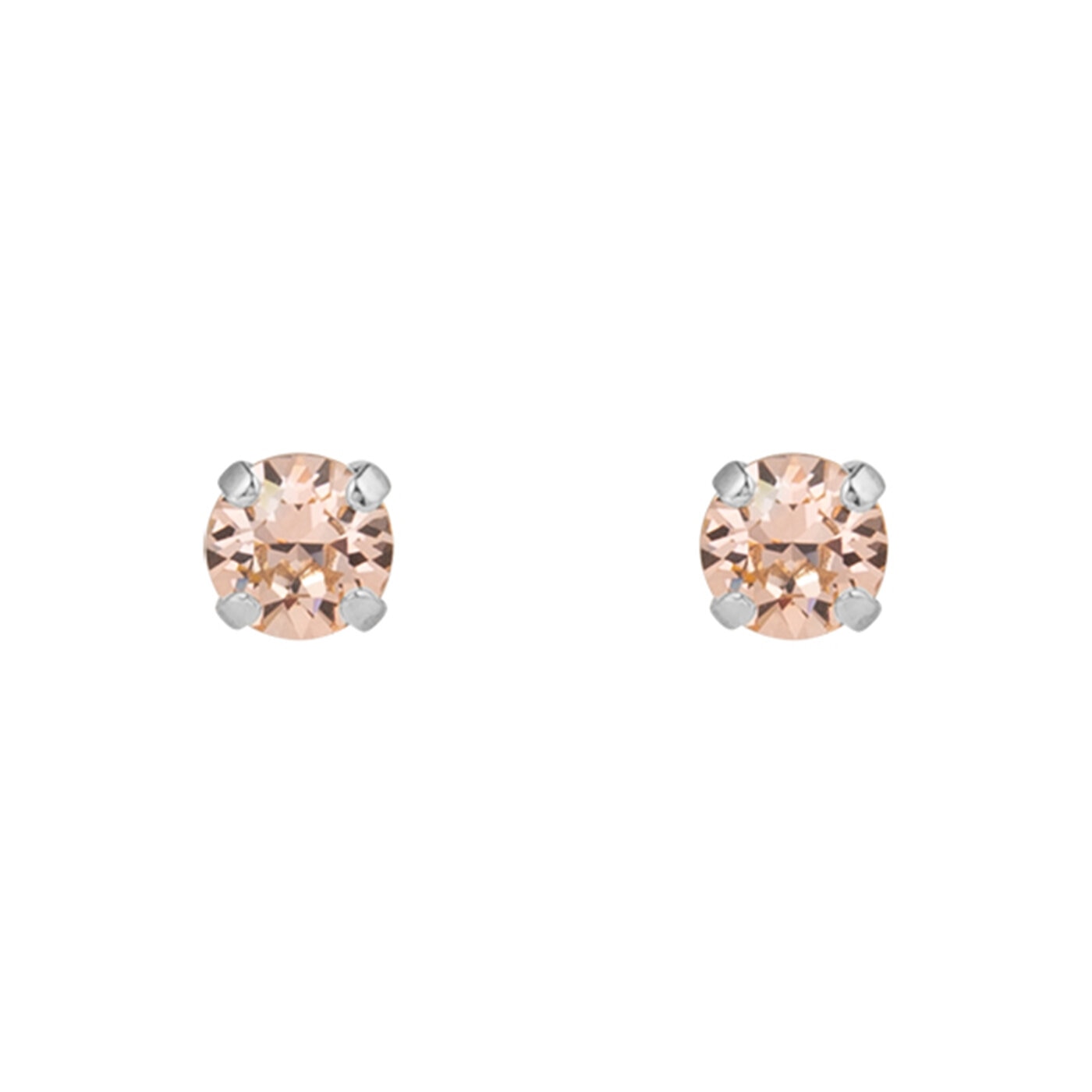 Mini Stud Earrings Rhodium Light Peach