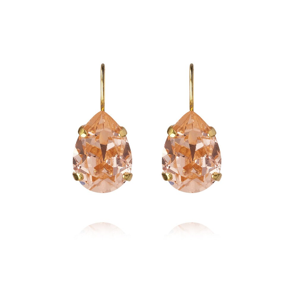 Mini Drop Clasp Earrings Gold Light Peach