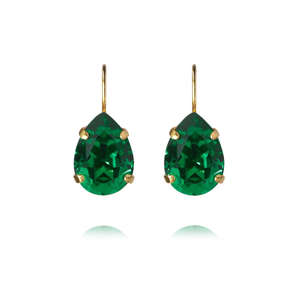 Mini Drop Clasp Earrings Gold Majestic Green