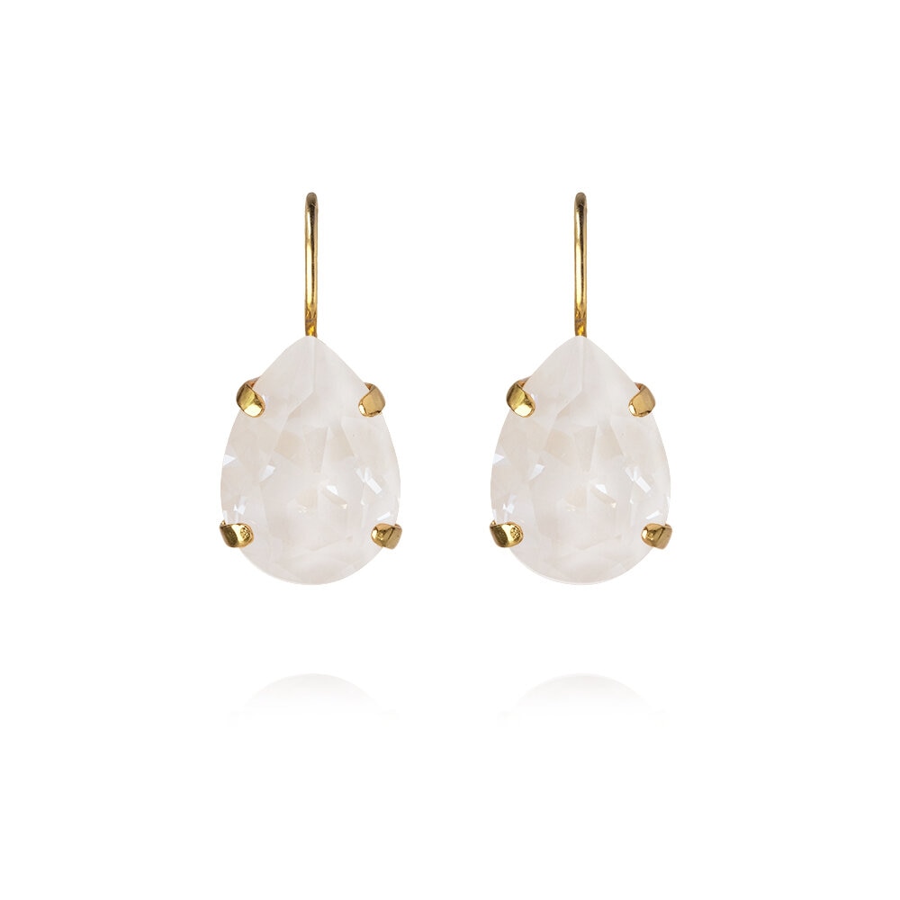Mini Drop Clasp Earrings Gold Electric White