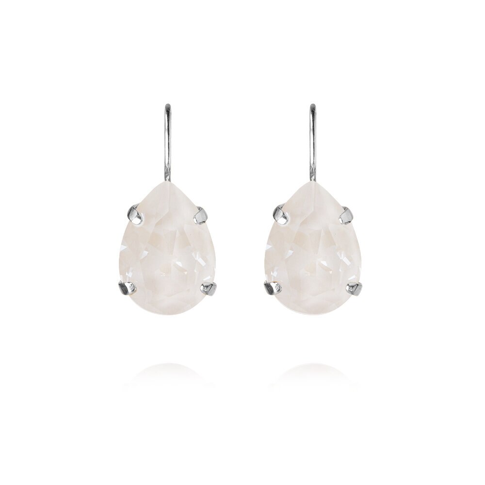 Mini Drop Clasp Earrings Rhodium Electric White