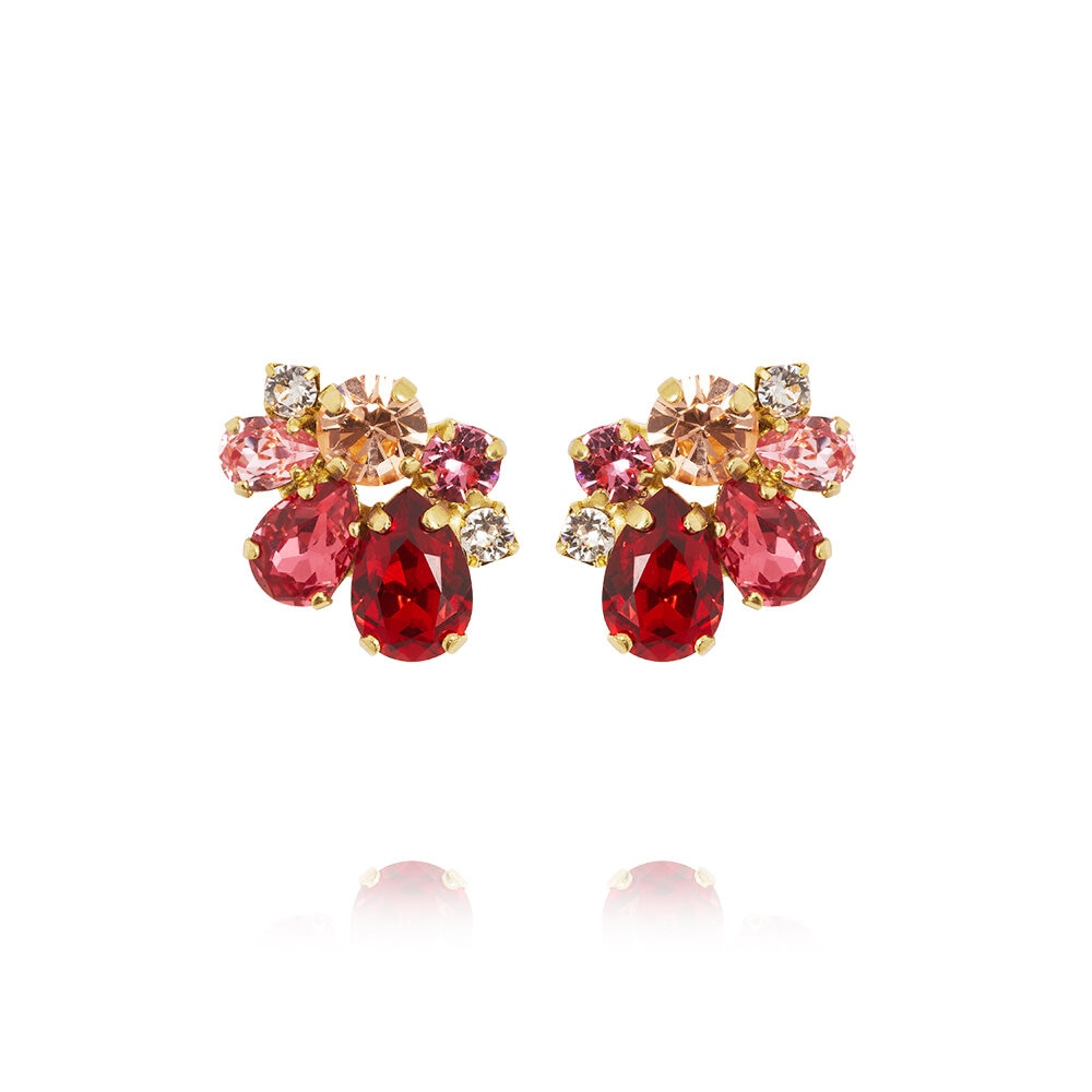 Katie Earrings Gold Scarlet Combo