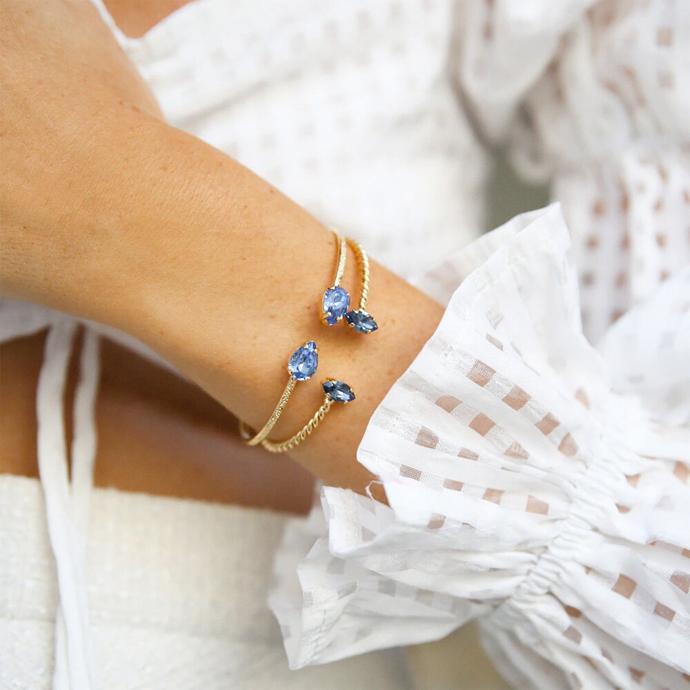 Petite Navette Bracelet Gold / Denim Blue