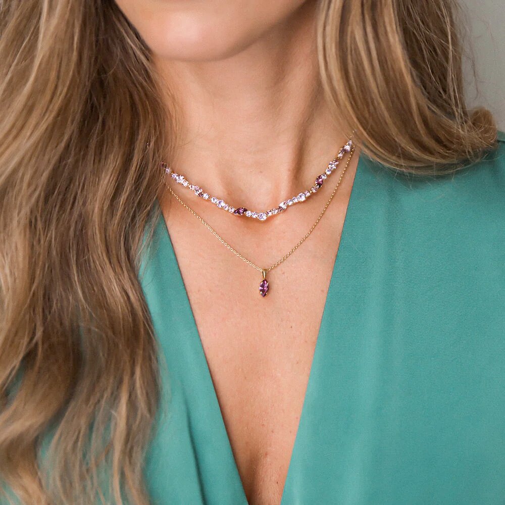 Antonia Necklace Rhodium / Violet Combo
