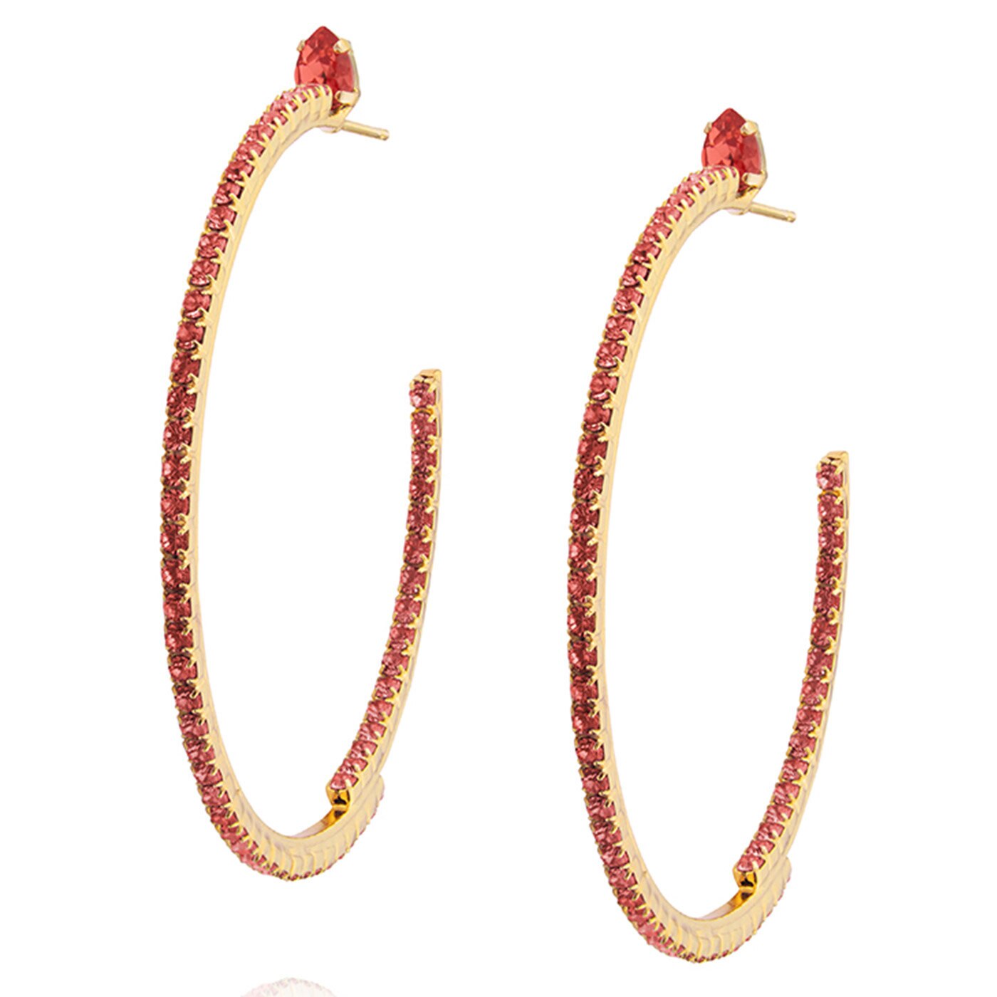 CRYSTAL LOOP EARRINGS GOLD