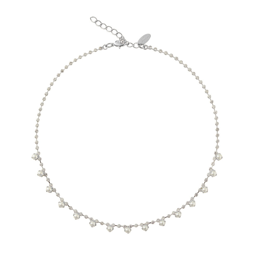 Lily Necklace Rhodium Pearl