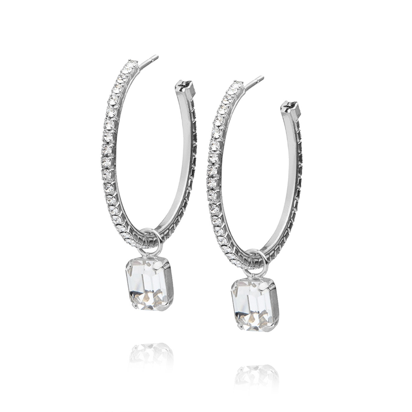 LYDIA LOOP EARRINGS RHODIUM