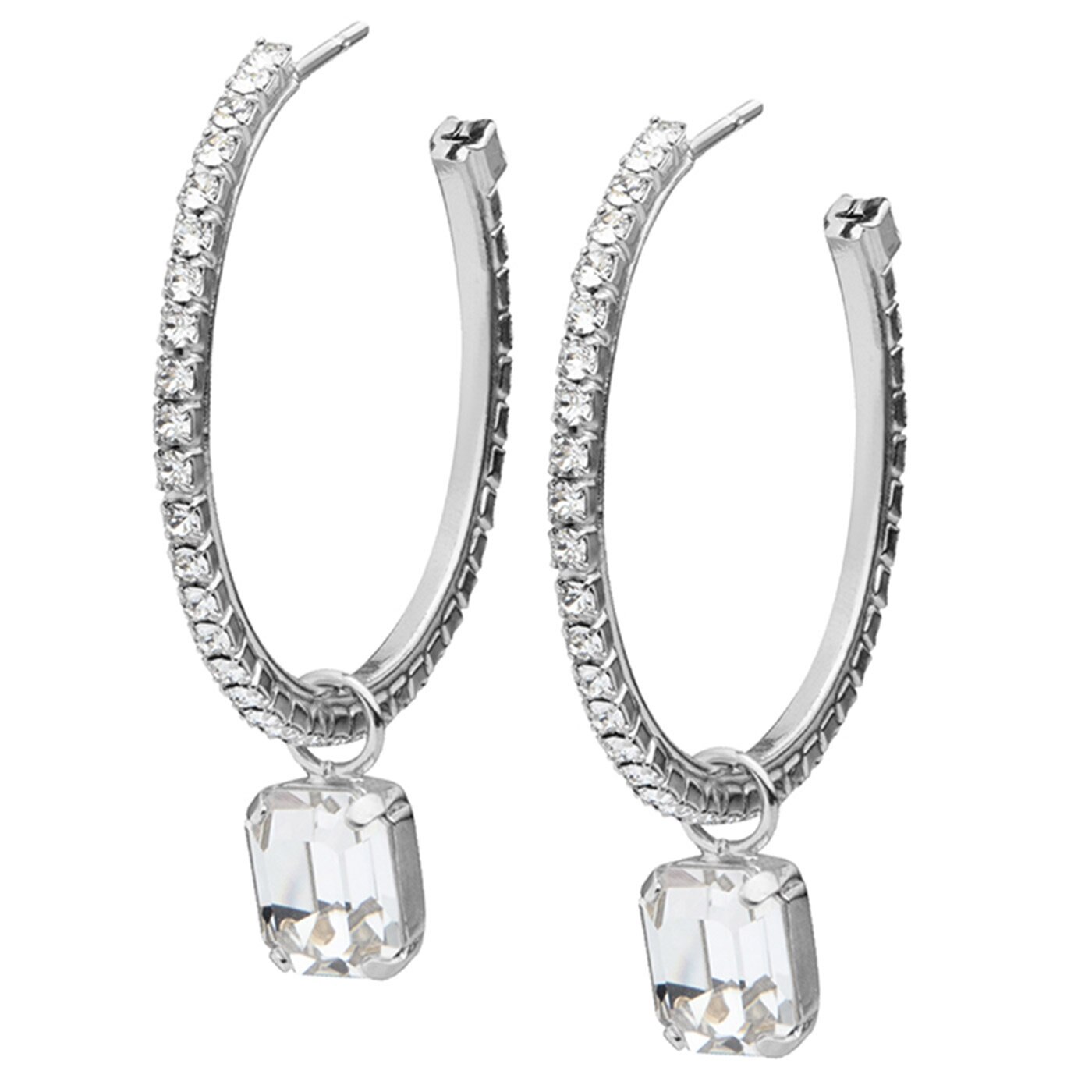LYDIA LOOP EARRINGS RHODIUM