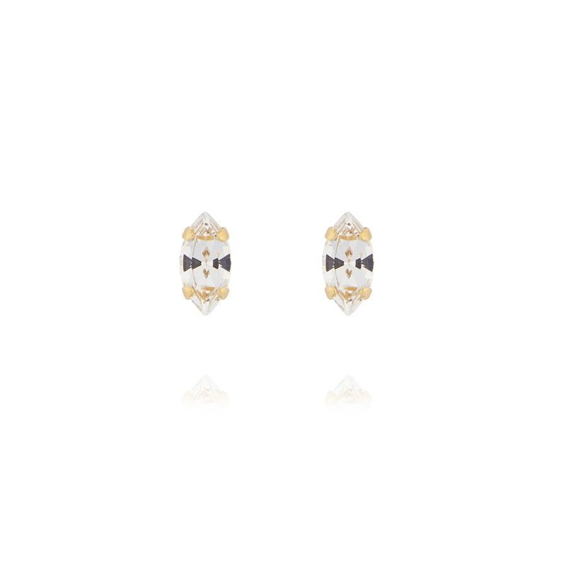 Petite Navette Earrings Gold Crystal