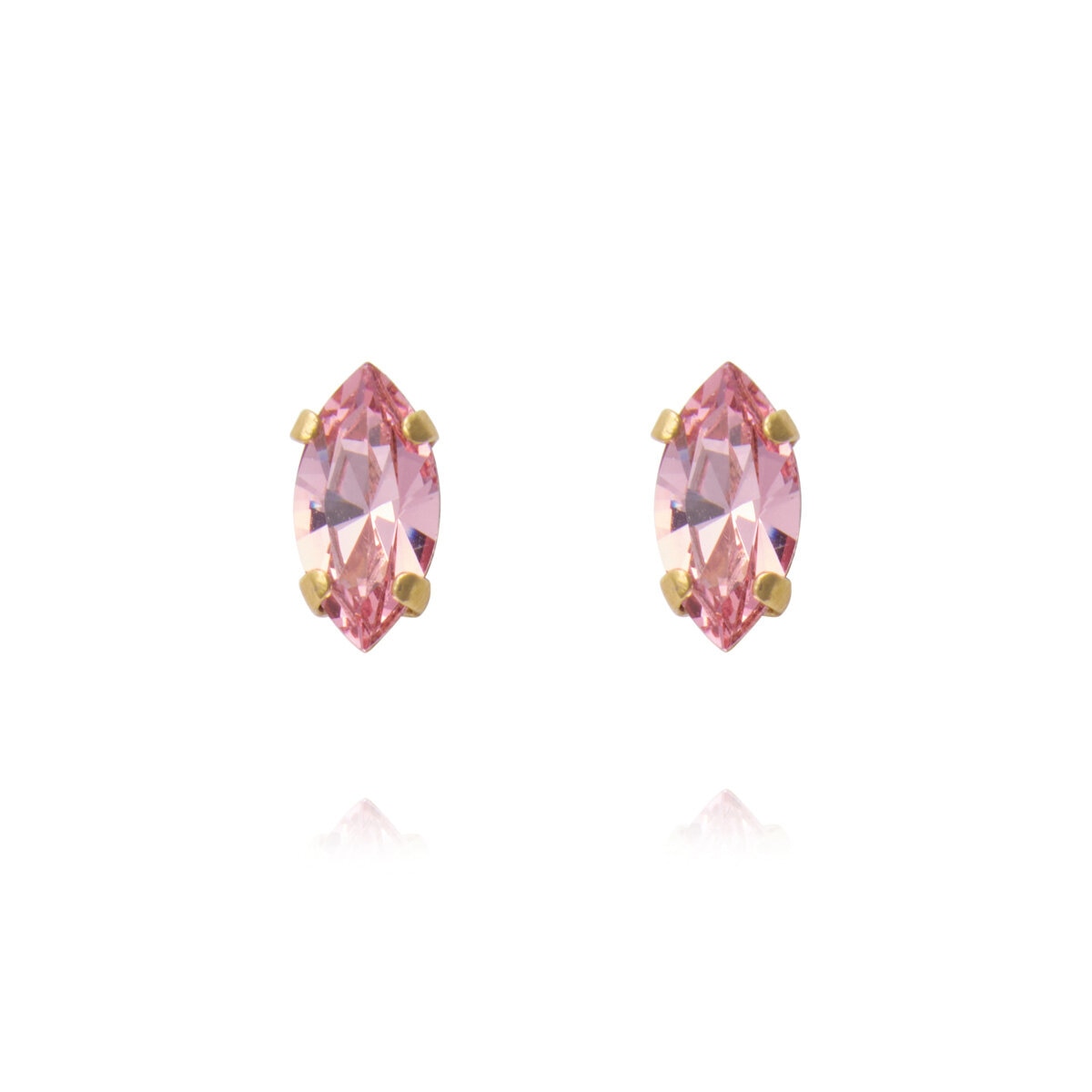 Petite Navette Earrings Gold Light Rose